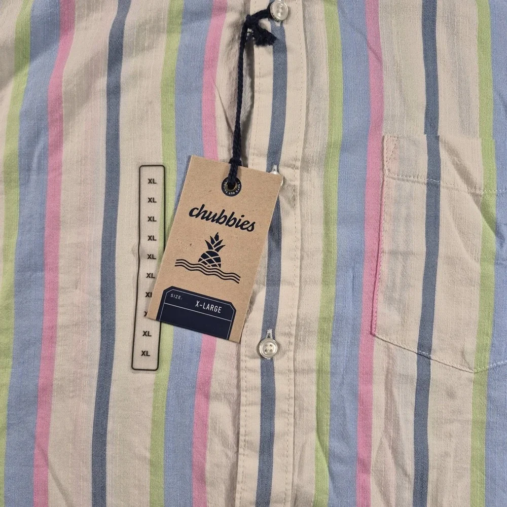 Chubbies Shirt Mens XL Striped The Soft Serve Resort Weave Friday Button Down - Picture 3 of 7